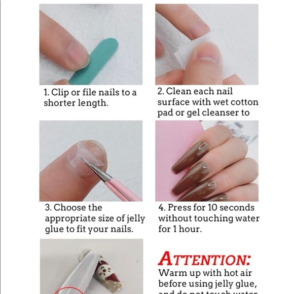 3D bows and heart with white cloud design press on nail - Picture 3 of 3